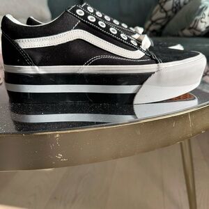 Vans Black and White Platform Sneakers